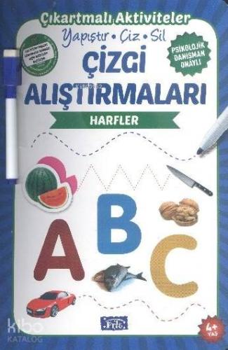 Çizgi Alıştırmaları - Harfler; Yapıştır - Çiz - Sil - Kitapiks.com
